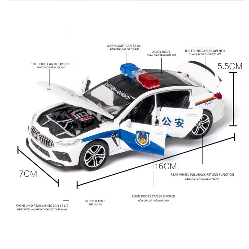 Simulation 1/32 M8 Police Toy Car Model Alloy Diecasts Sound Light Pull Back Toy Vehicles For Kids Gifts Collection 
Simulation 1/32 M8 Police Toy Car Model Alloy Diecasts Sound Light Pull Back Toy Vehicles For Kids Gifts Collection