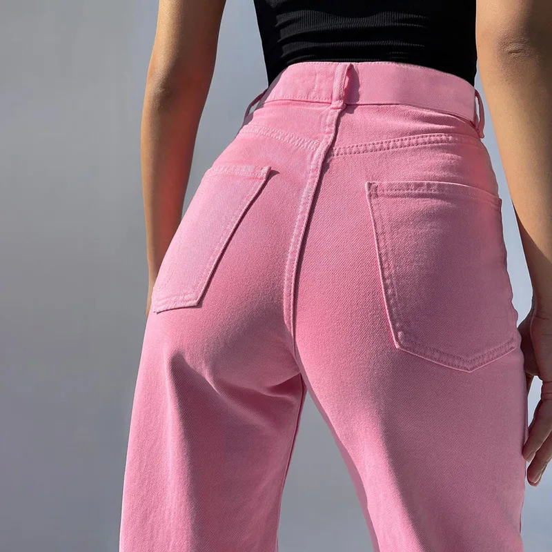 BBK High Waist Denim Pants Straight Long Pants Solid Color With Hole Office Ladies Urban Button Trousers Pink Black Fashion Y2K
BBK High Waist Denim Pants Straight Long Pants Solid Color With Hole Office Ladies Urban Button Trousers Pink Black Fashion Y2K