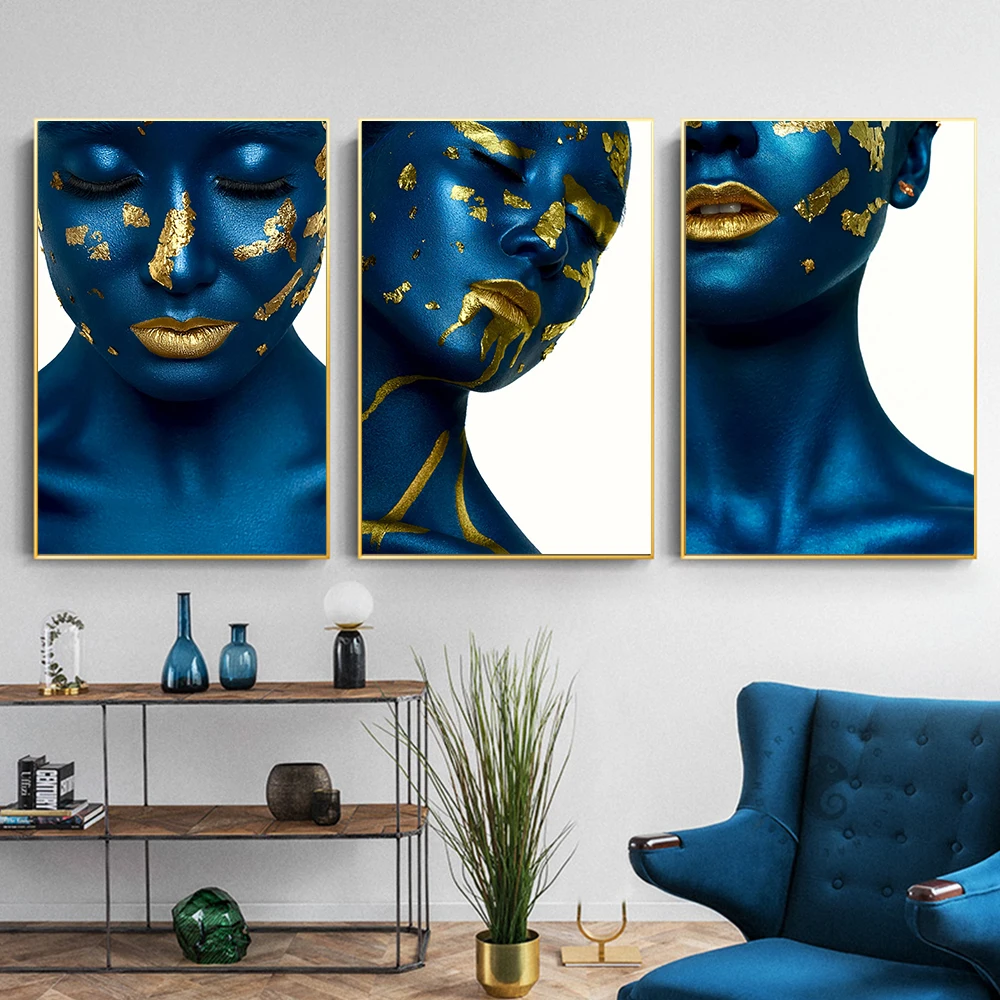 Abstract Female Face Neck Blue Gold Poster Art Canvas Painting Wall Art Modern Female Body Picture Poster Home Living Room Corri
Abstract Female Face Neck Blue Gold Poster Art Canvas Painting Wall Art Modern Female Body Picture Poster Home Living Room Corri