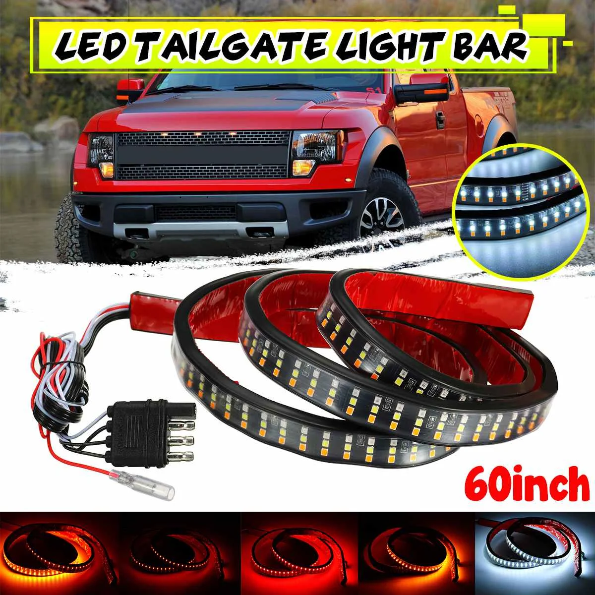 

1.5M 432LED Flowing Tailgate Light Bar Strip 8 Modes Waterproof Running Board Lights Turn Signal Brake Reverse Warning Lamp