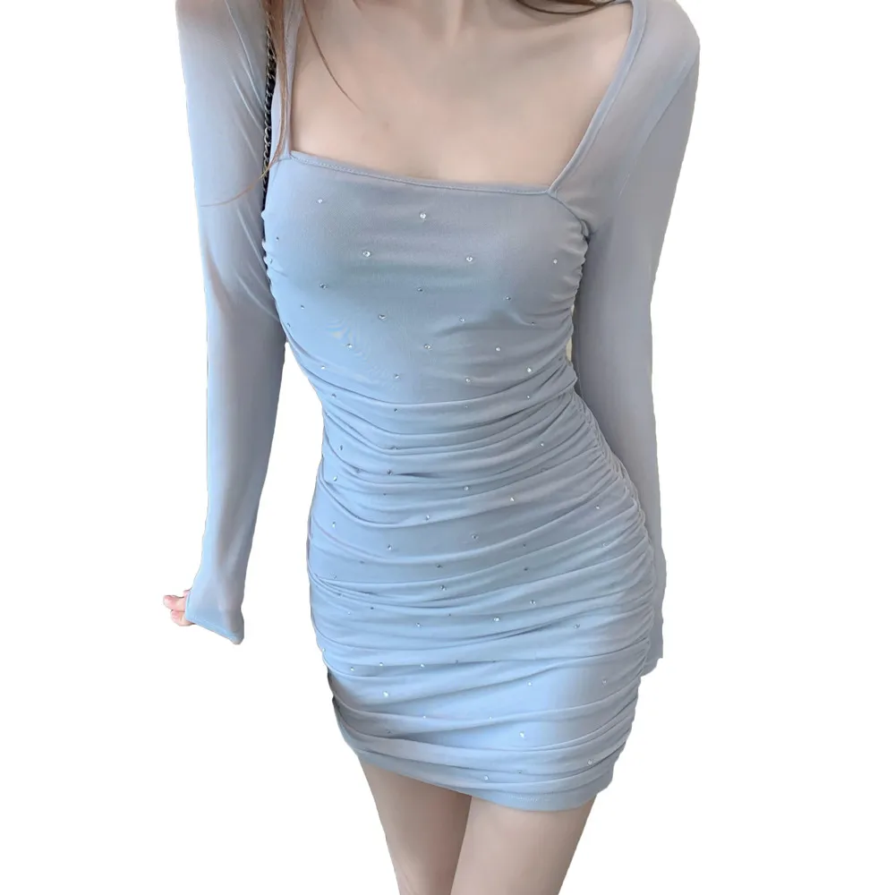WSYORE Slim Mesh Gauze Bag Hip Dress Female New Spring and Summer Sexy Square Collar Long-sleeved Dress Women NS2718
WSYORE Slim Mesh Gauze Bag Hip Dress Female New Spring and Summer Sexy Square Collar Long-sleeved Dress Women NS2718