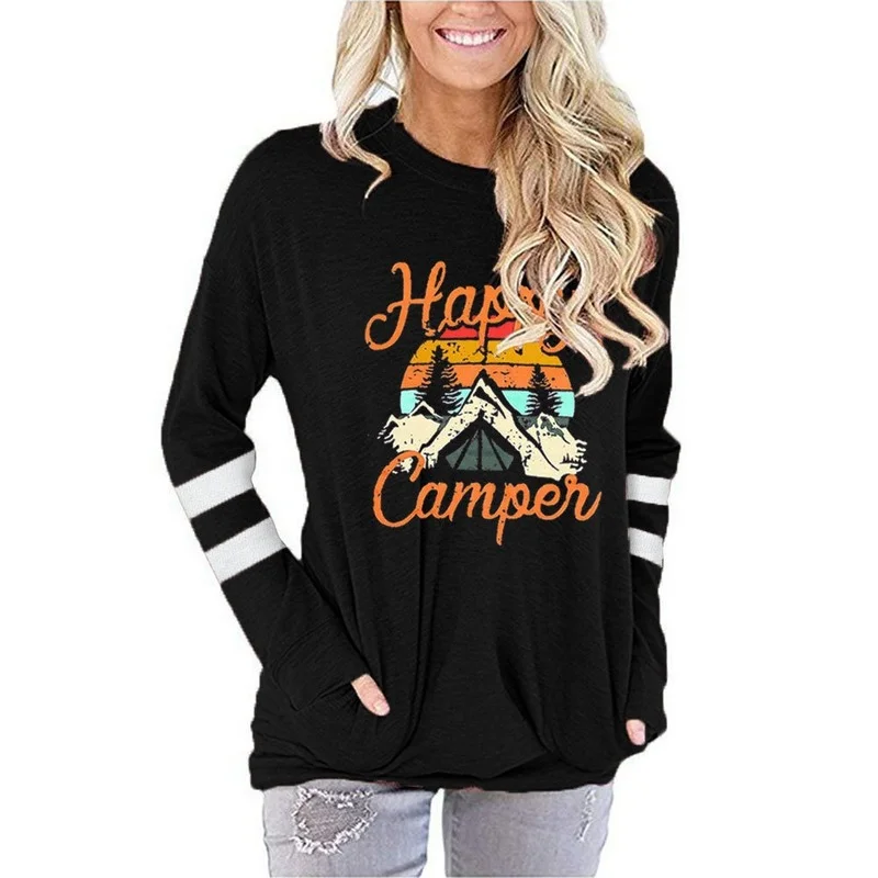 Autumn Women Long Sleeve T-shirt Pocket Fashion Pullovers Letter Mountain Print Female Casual Clothes Ladies O-Neck Hoodless Top
Autumn Women Long Sleeve T-shirt Pocket Fashion Pullovers Letter Mountain Print Female Casual Clothes Ladies O-Neck Hoodless Top
