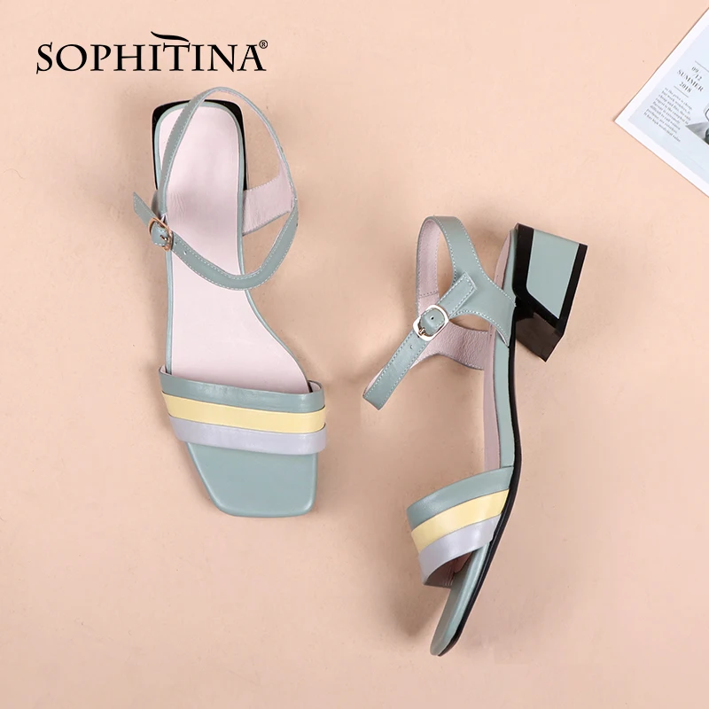 SOPHITINA Fashion Sandals Female Color Matching Summer Ladies Open Toe Shoes Green Buckle Sheepskin Handmade Women's Shoes C951
SOPHITINA Fashion Sandals Female Color Matching Summer Ladies Open Toe Shoes Green Buckle Sheepskin Handmade Women's Shoes C951