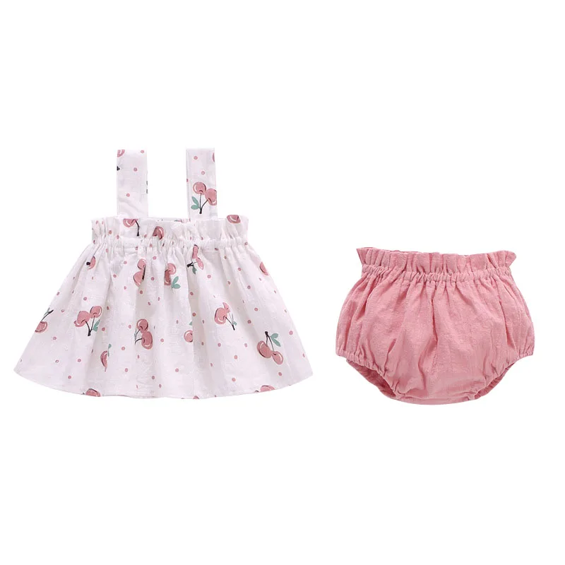Одежда для маленьких девочек летнее хлопковое мини платье + шорты из ПП комплект 2