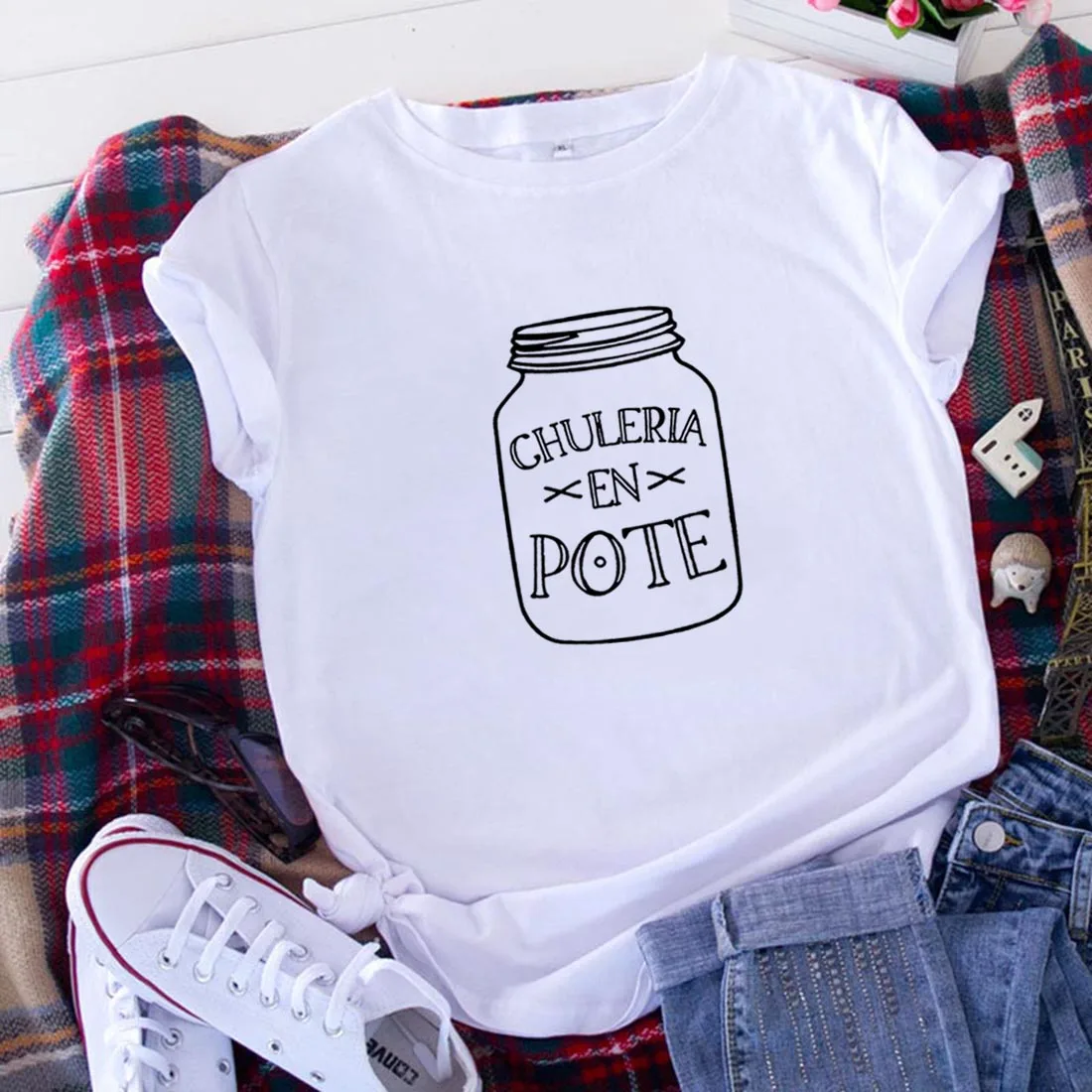 Chuleria En Pote Funny T Shirt Women Summer Short Sleeve O-neck Cotton Tshirt Women Loose Camiseta Mujer Casual Tee Shirt Femme
Chuleria En Pote Funny T Shirt Women Summer Short Sleeve O-neck Cotton Tshirt Women Loose Camiseta Mujer Casual Tee Shirt Femme