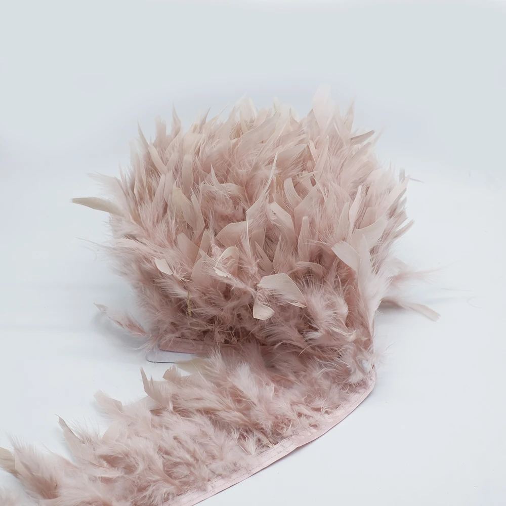 

Wholesale 2-10M Natural Leather Pink Turkey Feather Trims Marabou Feather Ribbon Fringe Wedding Dress Decoration Sewing Crafts