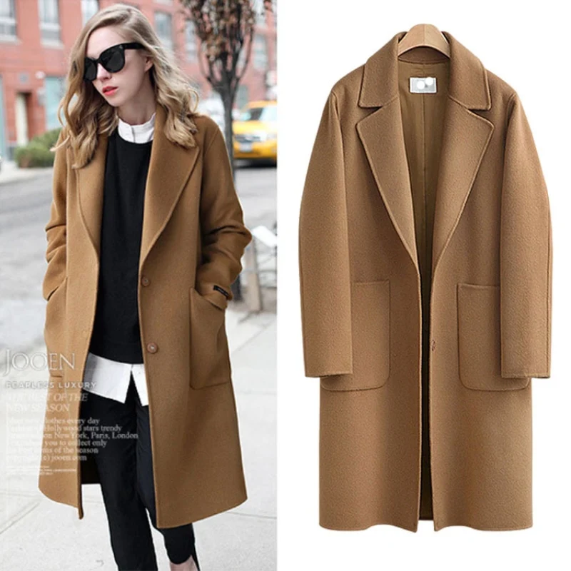 Plus Size 4XL 5XL Mid-length Wool Coat Women Warm Loose Camel Outerwear 2020 New Autumn Winter Big pocket Wool Jacket Female
Plus Size 4XL 5XL Mid-length Wool Coat Women Warm Loose Camel Outerwear 2020 New Autumn Winter Big pocket Wool Jacket Female