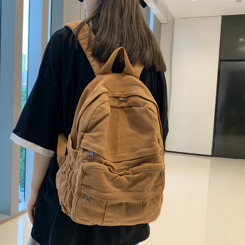 Schoolbag Female Student Korean College Student Backpack Ins Simple Washed Canvas Wild Backpack
Schoolbag Female Student Korean College Student Backpack Ins Simple Washed Canvas Wild Backpack