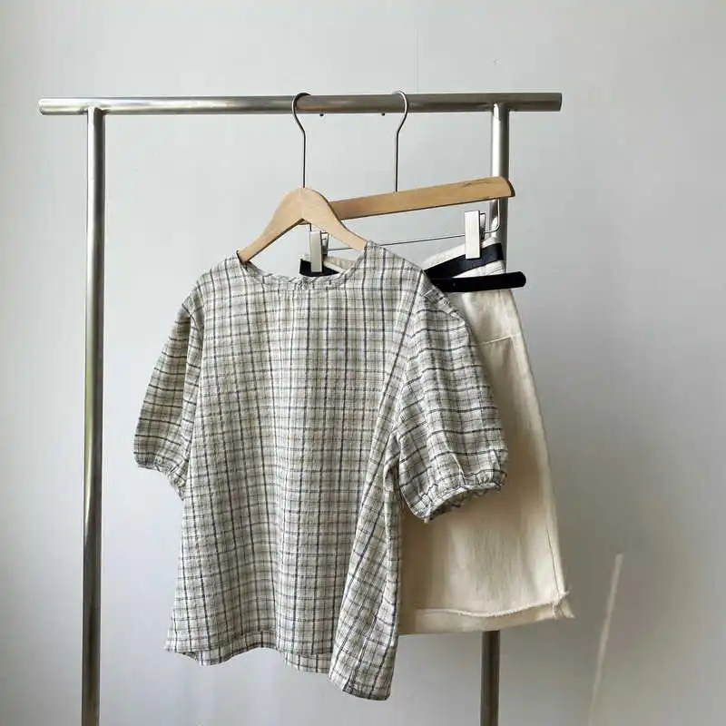 COZOK Korean Style Plaid Shirt Women 2021 Summer Bubble Sleeve Short Sleeve Basic Pullover 555
COZOK Korean Style Plaid Shirt Women 2021 Summer Bubble Sleeve Short Sleeve Basic Pullover 555