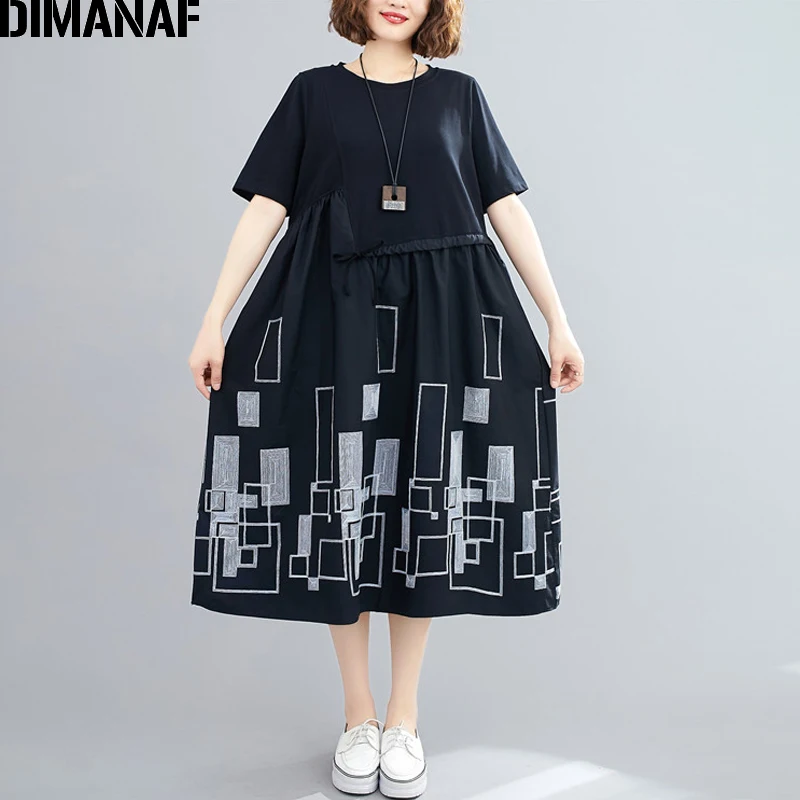 DIMANAF Summer Oversize Dress Women Clothing Elegant Lady Vestidos Embroidery Female Sundress Loose Pleated Black Patchwork 
DIMANAF Summer Oversize Dress Women Clothing Elegant Lady Vestidos Embroidery Female Sundress Loose Pleated Black Patchwork