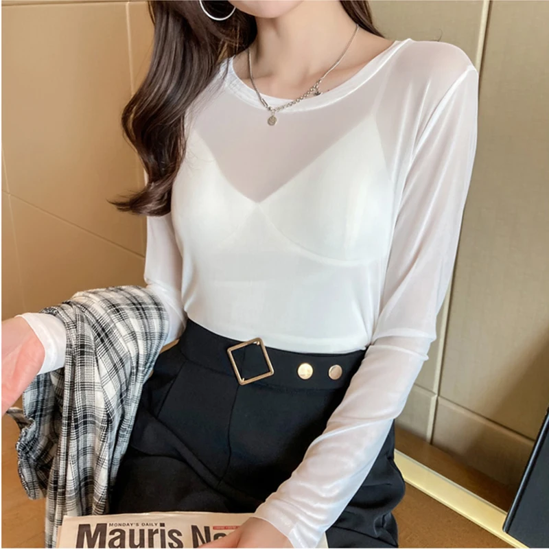 2021 Summer Sexy Solid Color Mesh Top Women Round Neck Single-Layer See-through Ice Silk Long-sleeved Sun Protection T-Shirt
2021 Summer Sexy Solid Color Mesh Top Women Round Neck Single-Layer See-through Ice Silk Long-sleeved Sun Protection T-Shirt