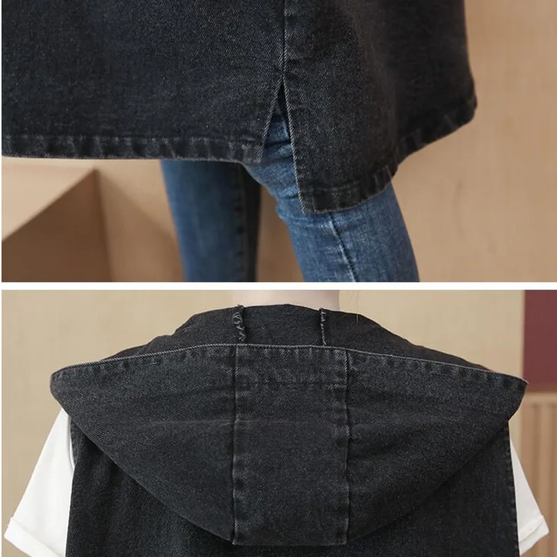 #3374 Black Denim Vest Women With Hooded Loose Long Denim Waistcoat Women Sleevelesss Long Denim Vest Coat Plus Size 4XL Autumn 
#3374 Black Denim Vest Women With Hooded Loose Long Denim Waistcoat Women Sleevelesss Long Denim Vest Coat Plus Size 4XL Autumn