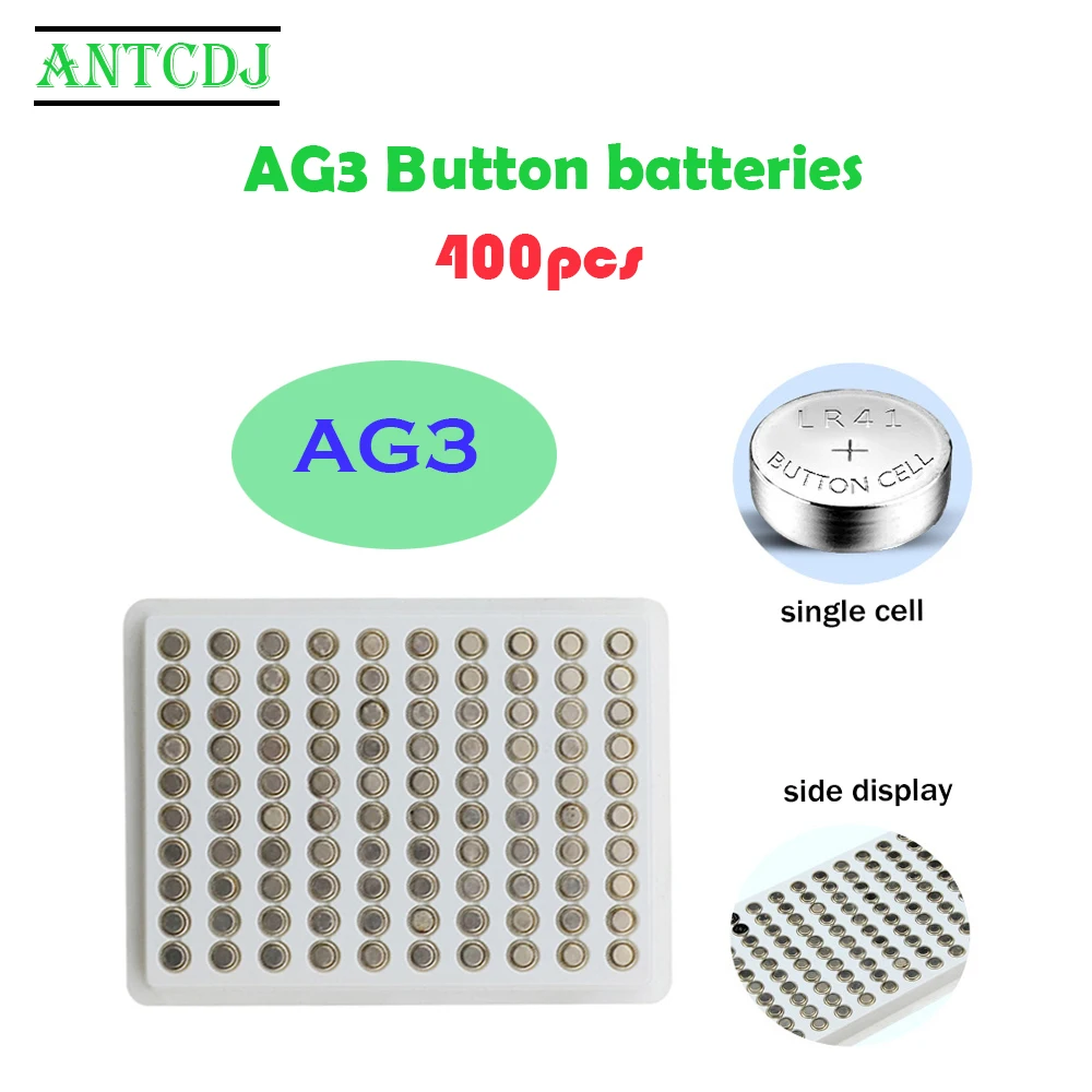 AG3 400PCS 35mAh SR41 192 Cell Coin Battery 1.55V Alkaline L736 384 392 SR41SW CX41 LR41 Button Batteries For Watch Toys Remote
AG3 400PCS 35mAh SR41 192 Cell Coin Battery 1.55V Alkaline L736 384 392 SR41SW CX41 LR41 Button Batteries For Watch Toys Remote