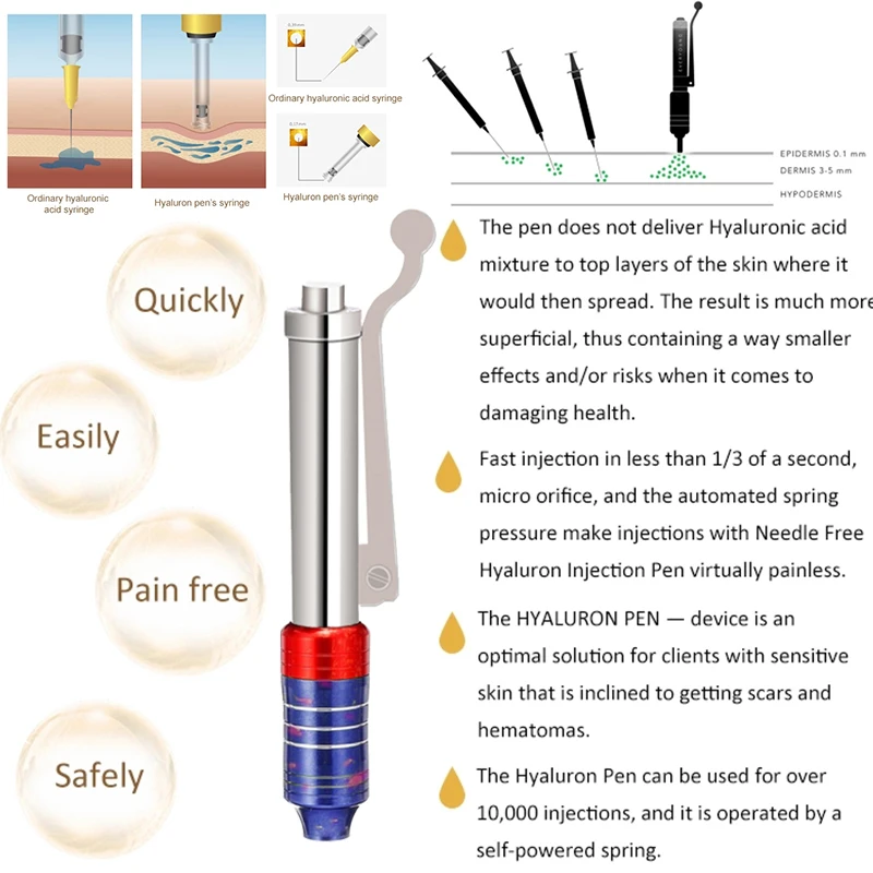 Filler derma 0.3ml Hyaluronic pen Noninvasive injection gun for lip derma filler remove wrinkles use ampoule syringe injection
Filler derma 0.3ml Hyaluronic pen Noninvasive injection gun for lip derma filler remove wrinkles use ampoule syringe injection