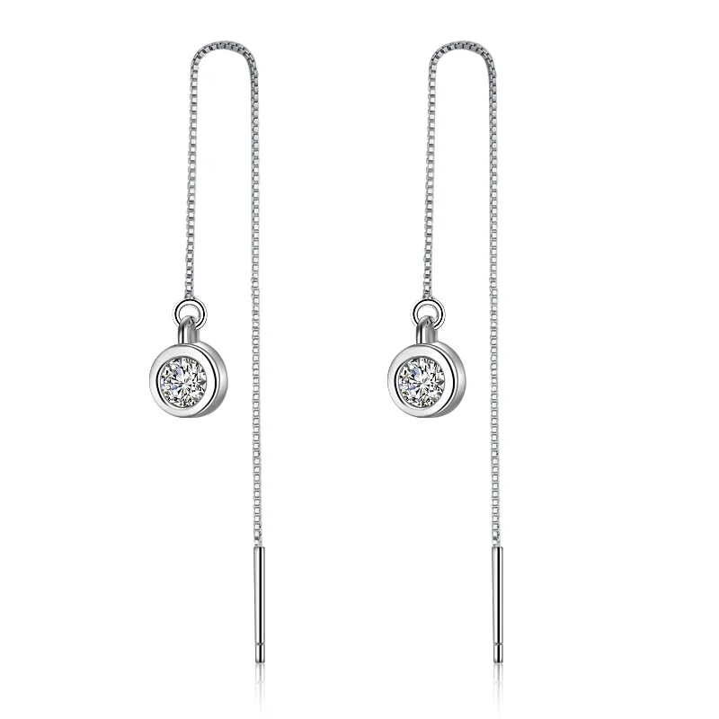 925 Sterling Silver Long Chain Zircon Round Piercing Drop Earring For Women Girls Wedding Party Elegant Jewelry eh770
925 Sterling Silver Long Chain Zircon Round Piercing Drop Earring For Women Girls Wedding Party Elegant Jewelry eh770