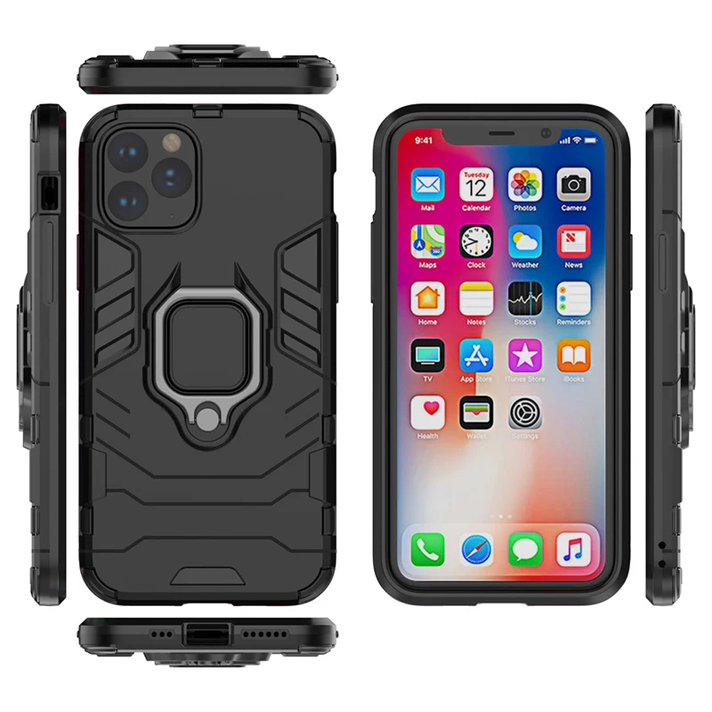 Жесткий автомобильный Магнитный чехол с подставкой для iPhone 12 Mini 11 Pro Max XS XR X 8 7 6 Plus
