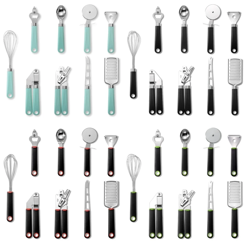 H05E 9 Pcs/set Creative Kitchen Gadget Set Durable Stainless Steel Utensils Set with Plastic Soft Touch Handles 4 Colors
H05E 9 Pcs/set Creative Kitchen Gadget Set Durable Stainless Steel Utensils Set with Plastic Soft Touch Handles 4 Colors