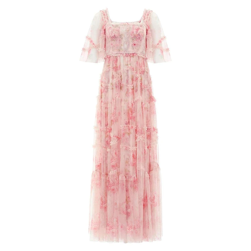 VGH Pink Sweet Floral Print Dress For Women Square Collar Flying Short Sleeve High Waist Elegant Midi Dresses Female 2021 Summer
VGH Pink Sweet Floral Print Dress For Women Square Collar Flying Short Sleeve High Waist Elegant Midi Dresses Female 2021 Summer
