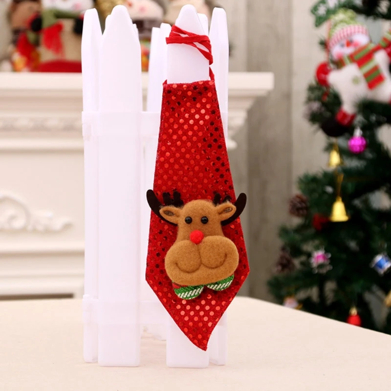 Novelty Tie Shining Necktie Funny Christmas Costume Accessory Soft Cloth Festival Decoration Party Gift Holiday Dress Up