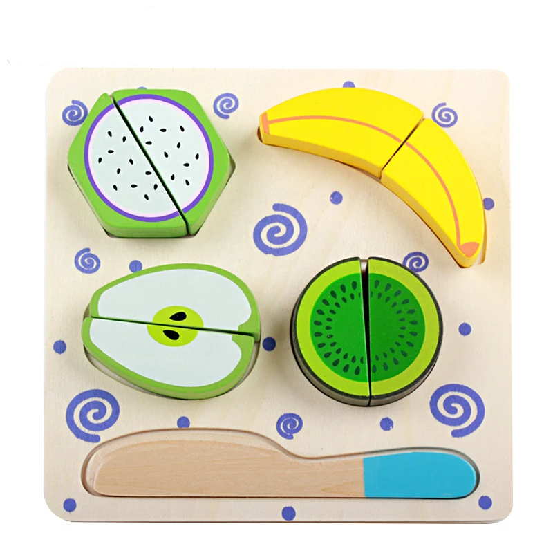 

Kitchen Toy Wood Simulated Fruit Vegetables Cake Chipping Parent-Child Interactive Games Wooden Toys Pretend Play Game