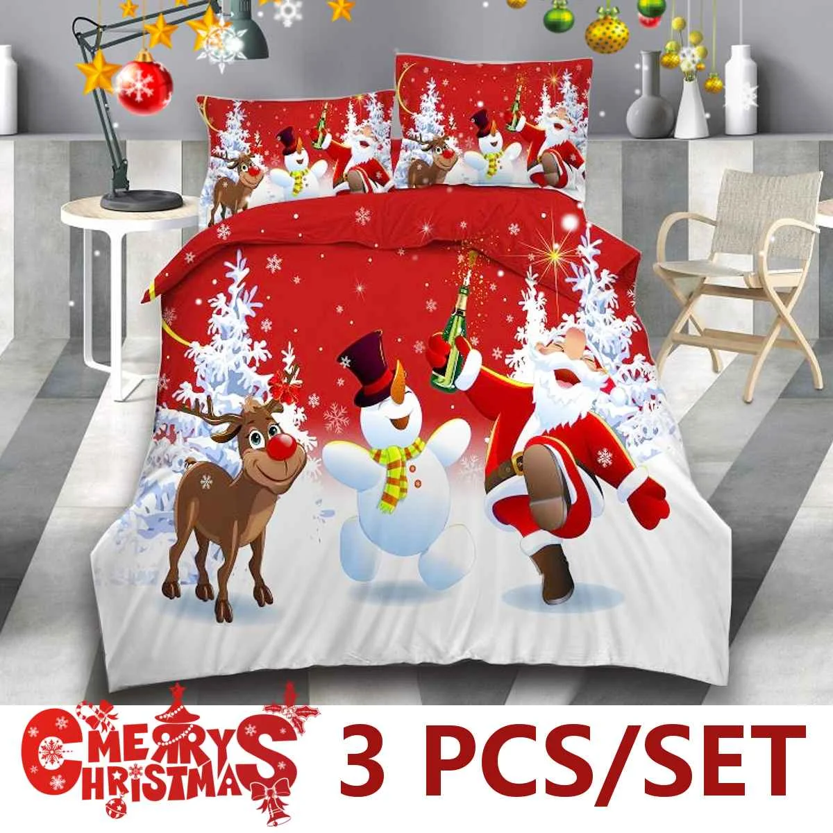 3pcs Christmas Bedclothes Queen King Bedding Set With Pillowcase Bed Quilt Cover Santa Claus Pattern Pillow Covers Beds Sets
3pcs Christmas Bedclothes Queen King Bedding Set With Pillowcase Bed Quilt Cover Santa Claus Pattern Pillow Covers Beds Sets