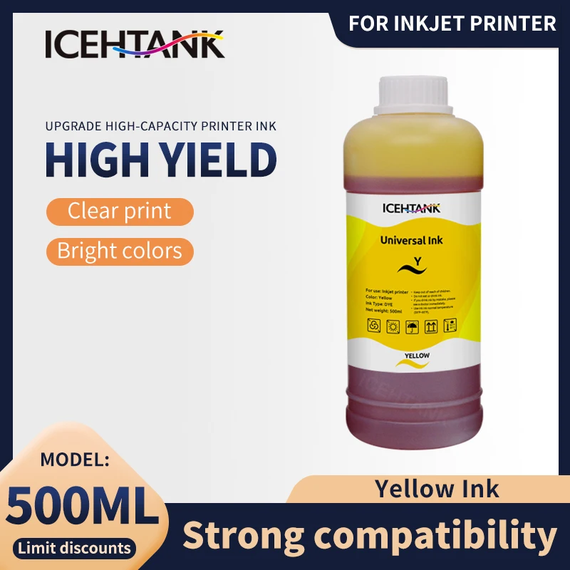 

Icehtank 500ML CISS System Refilled Dye Ink Universal Printer Ink Compatible for HP Canon Epson Brother Printers Ink Cartridges