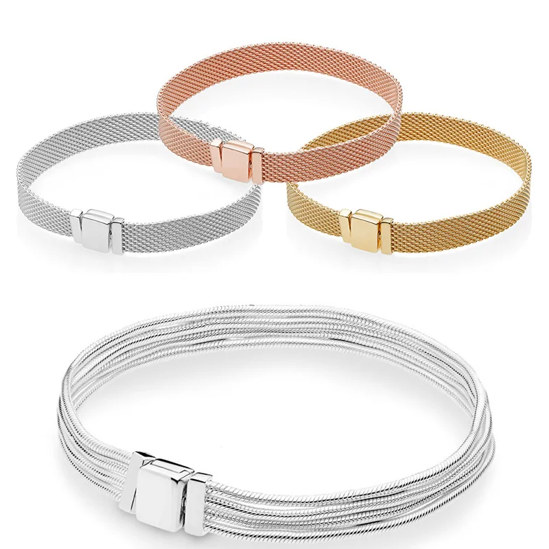 4 Style 925 Sterling Silver Bracelets Charms Reflexions Net Chain Bangles Bracelets For Women Wedding Jewelry
4 Style 925 Sterling Silver Bracelets Charms Reflexions Net Chain Bangles Bracelets For Women Wedding Jewelry