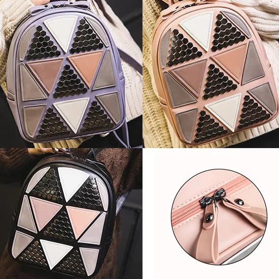 

1Pcs backpack women HOT appliques fashion style rivet panelled shopping ladies travel bags