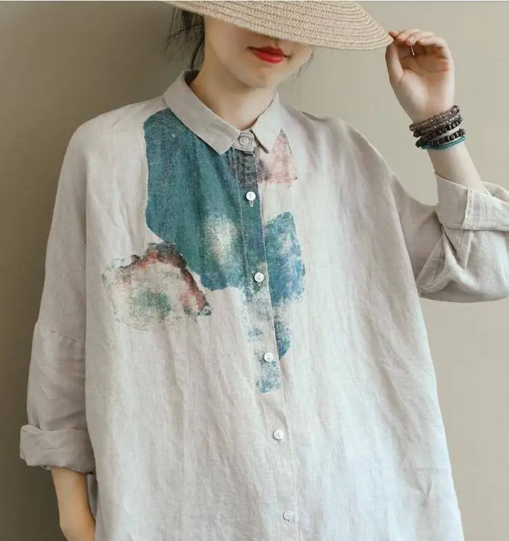 2021 New Arrival Autumn Women Long Sleeve Loose Shirts Plus Size Arts Vintage Print Cotton Linen Casual Blouse Ladies Tops
2021 New Arrival Autumn Women Long Sleeve Loose Shirts Plus Size Arts Vintage Print Cotton Linen Casual Blouse Ladies Tops