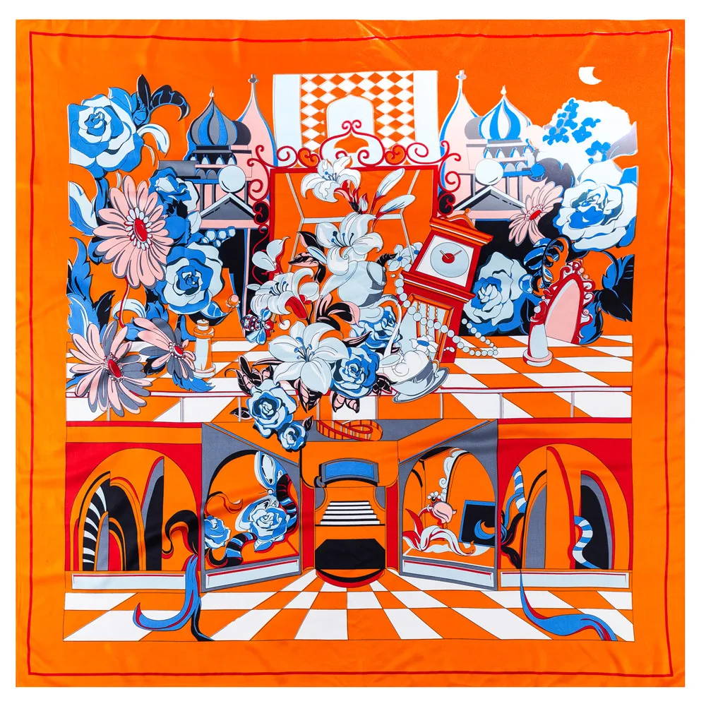 Silk Scarf Women Flowers Shop Print Stoles Square Scarves Wraps Large Bandana NecKerchief Hijabs Female Silk Foulards 130CM
Silk Scarf Women Flowers Shop Print Stoles Square Scarves Wraps Large Bandana NecKerchief Hijabs Female Silk Foulards 130CM