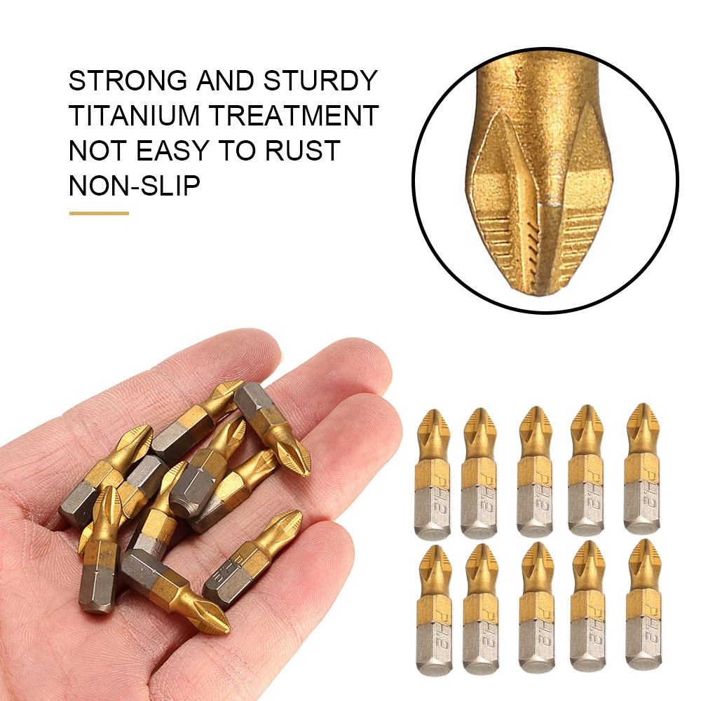 10pcs/lot 25mm Screwdriver Bits 1/4 Inch Titanium Coated Anti Slip Phillips Hex Shank PH2 Electric Screw Driver Bit Hand Tools
10pcs/lot 25mm Screwdriver Bits 1/4 Inch Titanium Coated Anti Slip Phillips Hex Shank PH2 Electric Screw Driver Bit Hand Tools