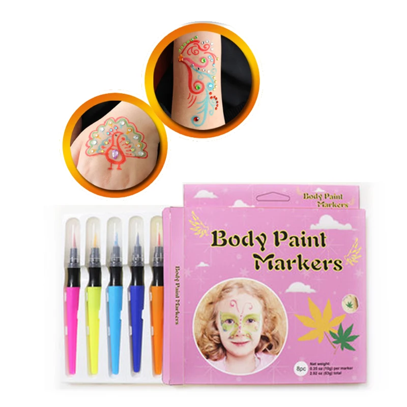 8 Colors Body Paint Marker Pens Washable Colorful Makeup Body Face Makeup Painting Pen Kids DIY Drawing Watercolor Pen Set
8 Colors Body Paint Marker Pens Washable Colorful Makeup Body Face Makeup Painting Pen Kids DIY Drawing Watercolor Pen Set