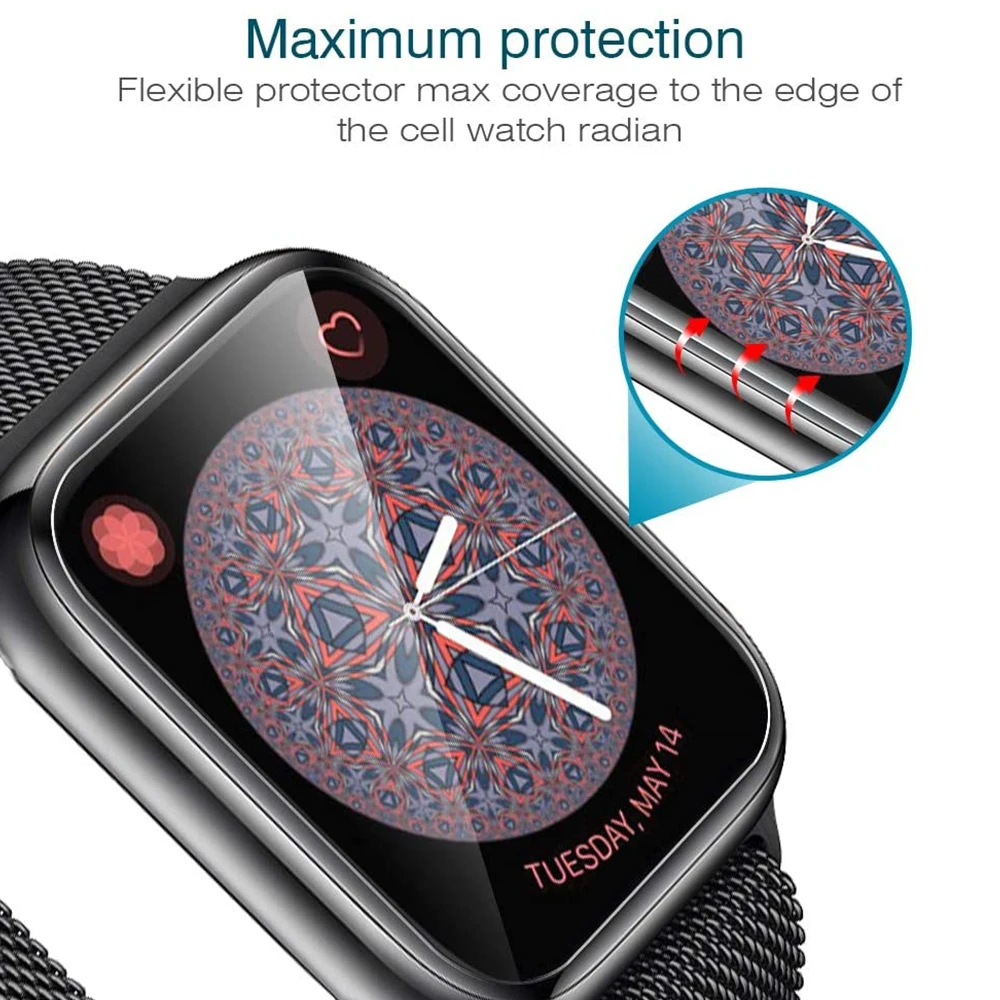 Screen Protector for Apple Watch 44mm 40mm series 5 4 3 Max Coverage Anti-Scratch Flexible TPU Clear Film iwatch Protective | Наручные