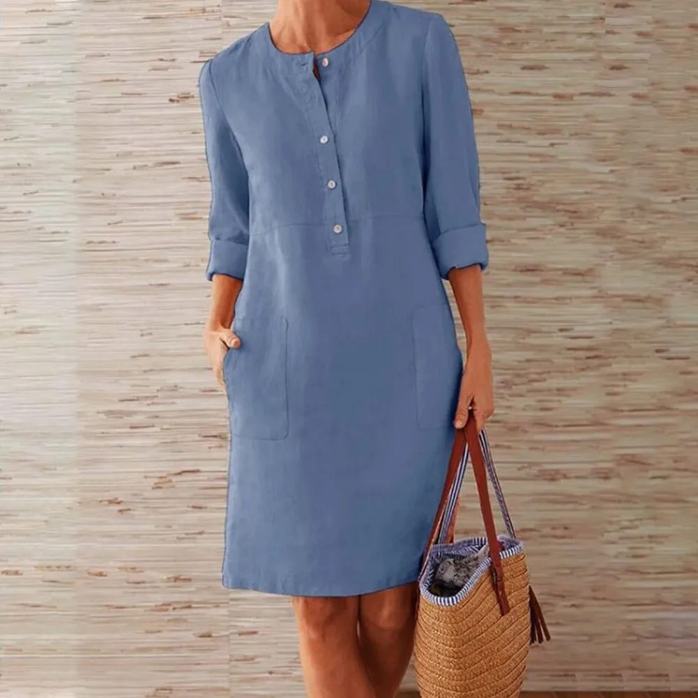 Oversize Women Japan Solid Long Sleeve Cotton Linen Baggy Shirt Dress Midi Dress Round Neck Office Lady Minimalist Fashion
Oversize Women Japan Solid Long Sleeve Cotton Linen Baggy Shirt Dress Midi Dress Round Neck Office Lady Minimalist Fashion