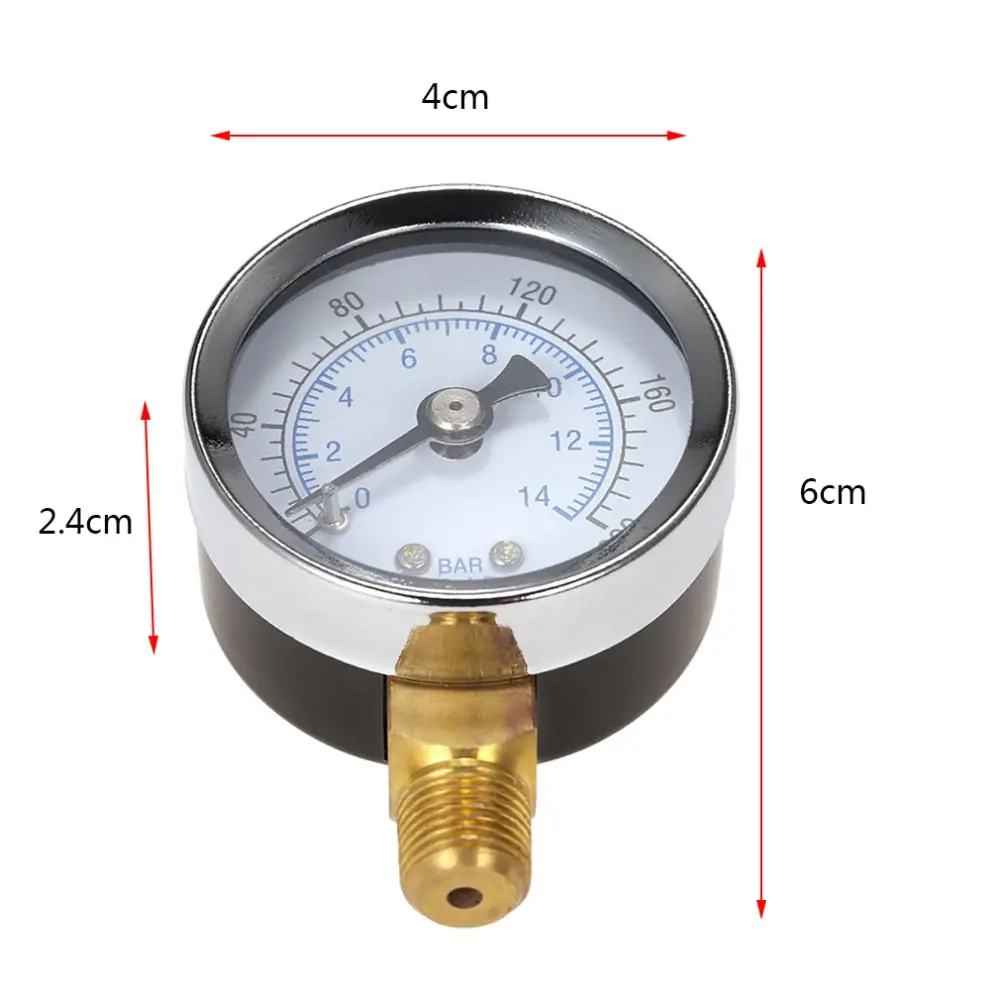 

2018 NEW 40mm 0~200psi 0~14bar Pool Filter Water Pressure Dial Hydraulic Pressure Gauge Meter Manometer 1/8" NPT Thread HOT