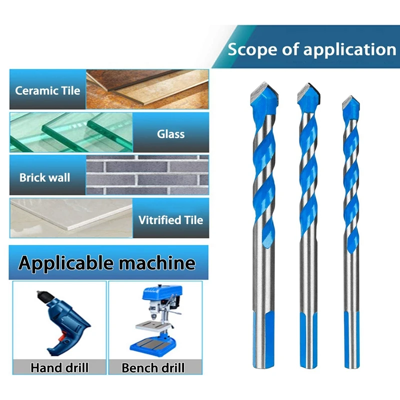 

Promotion! 12 Pcs Masonry Drill Bits Set 3mm to 12mm Carbide Twist Tips for WALL, BRICK, CEMENT, CONCRETE, GLASS, WOOD) Have Ind