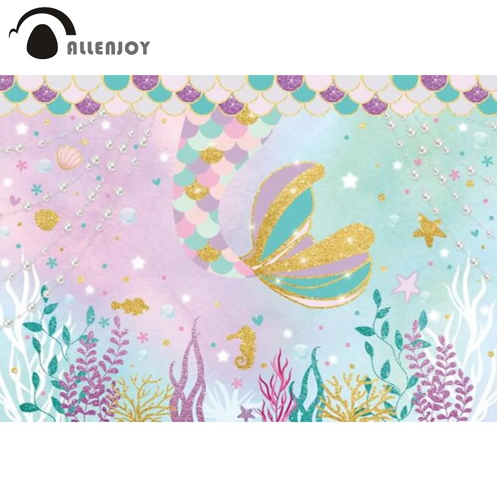Allenjoy Birthday Party Backdrop Mermaid Colorful Tail Deep Sea Cartoon Coral Watercolor Shower Decoration Background Photo Prop
Allenjoy Birthday Party Backdrop Mermaid Colorful Tail Deep Sea Cartoon Coral Watercolor Shower Decoration Background Photo Prop