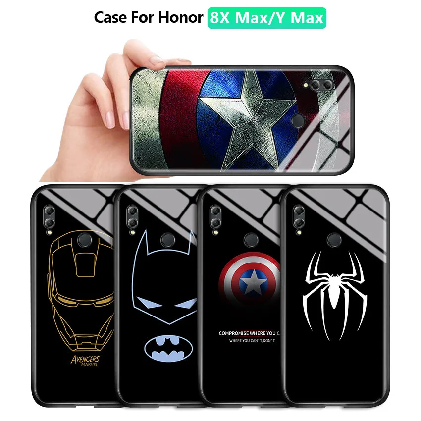 Для Huawei Honor 8X MAX Y Max Enjoy Marvel Ironman Spider противоударный чехол из закаленного стекла