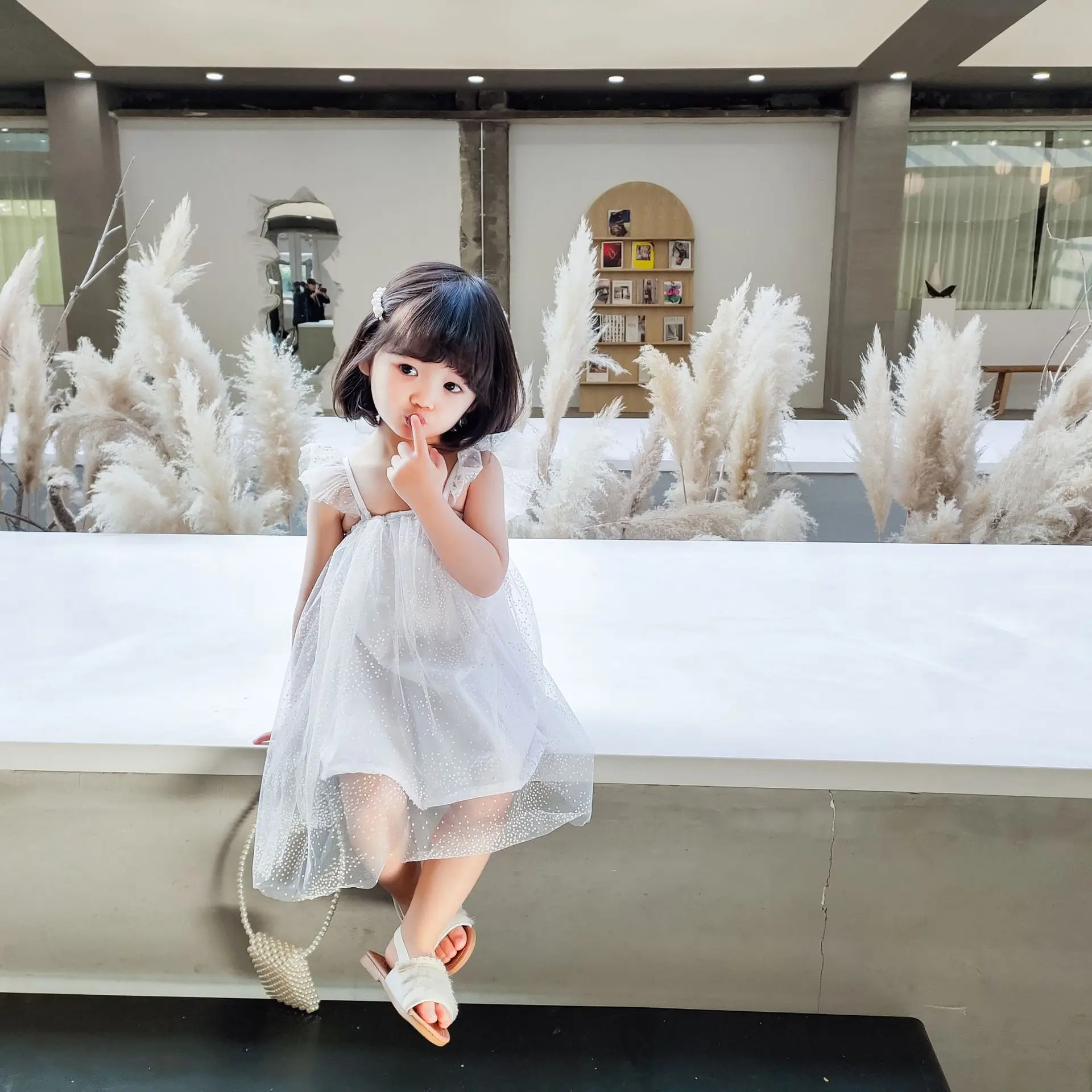 Children Spring/Summer 2020 New Sleeveless Fairy Hanging Dress Little Kids White Lace Princess Dresses Toddler Clothing | Мать и ребенок