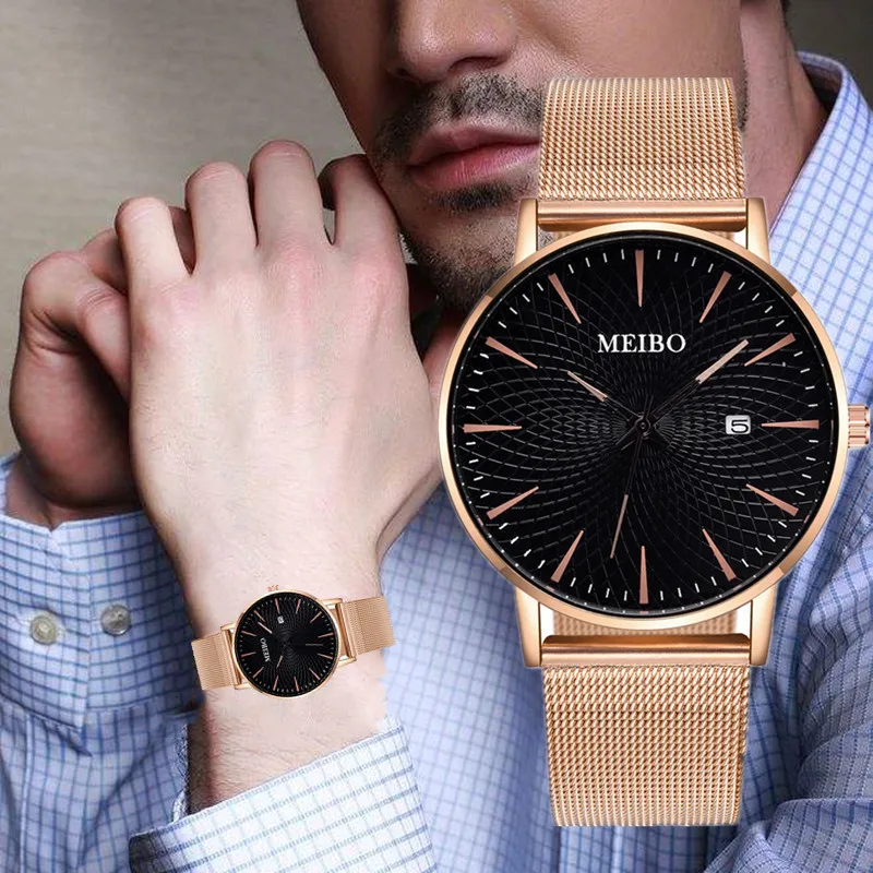 Men Watches Calendar Luxury Male Elegant Ultra Thin Watch Men Business Stainless Steel Mesh Quartz Clocks Relogio Masculino Hot 
Men Watches Calendar Luxury Male Elegant Ultra Thin Watch Men Business Stainless Steel Mesh Quartz Clocks Relogio Masculino Hot