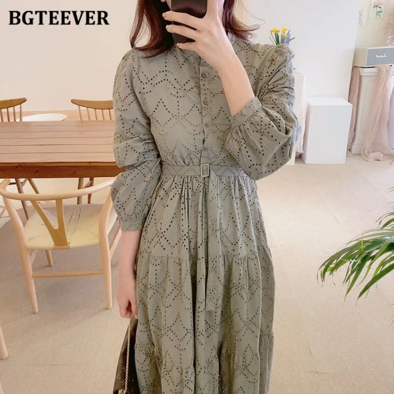 BGTEEVER Vintage Stand Collar Women Lace Dress 2022 Spring Long Sleeve Single-breasted Belted Slim Waist Female A-line Dress
BGTEEVER Vintage Stand Collar Women Lace Dress 2022 Spring Long Sleeve Single-breasted Belted Slim Waist Female A-line Dress
