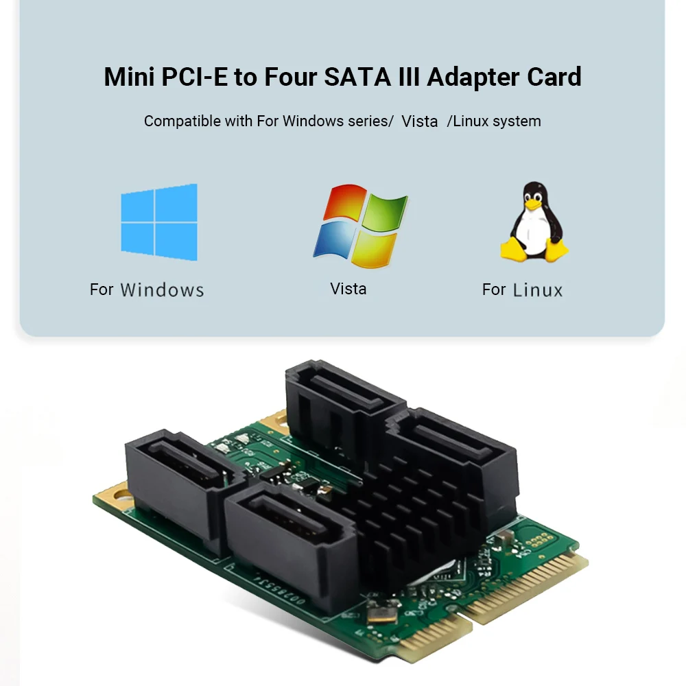 Mini PCI-E to 4 Ports SATA 3.0 6Gb/s Disk Expansion Card Converter 88SE9215 Chip PCIe Riser Card for PC Computer
Mini PCI-E to 4 Ports SATA 3.0 6Gb/s Disk Expansion Card Converter 88SE9215 Chip PCIe Riser Card for PC Computer