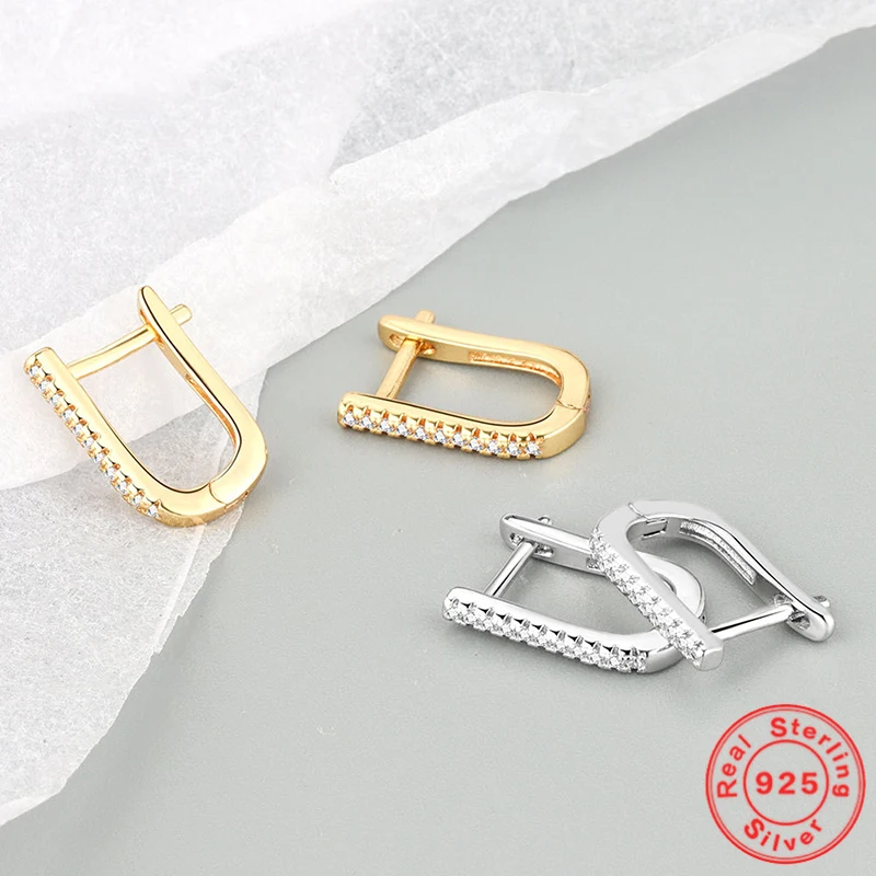 925 Sterling Silver U Shaped Full Zircon Hoop Earrings European and American Light Luxury Simple Earrings Fashion Jewelry 2022
925 Sterling Silver U Shaped Full Zircon Hoop Earrings European and American Light Luxury Simple Earrings Fashion Jewelry 2022