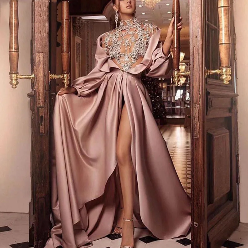 2021 New arrival high quality women luxury sexy split temperament evening dress high waist stand collar elegant tailing gown
2021 New arrival high quality women luxury sexy split temperament evening dress high waist stand collar elegant tailing gown