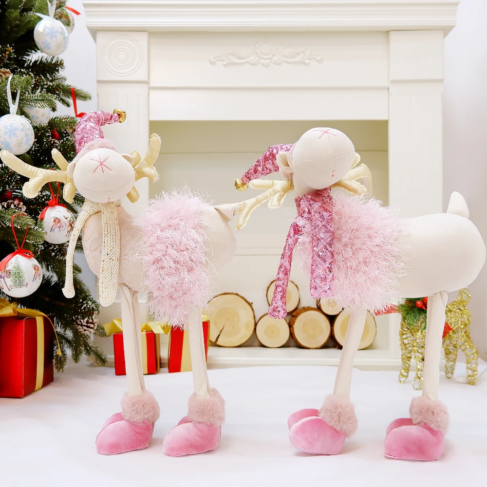 

50 см розовые олени Олень Лось куклы игрушки Рождественское украшение подарок для дома Рождественское украшение 2022 новогодний декор