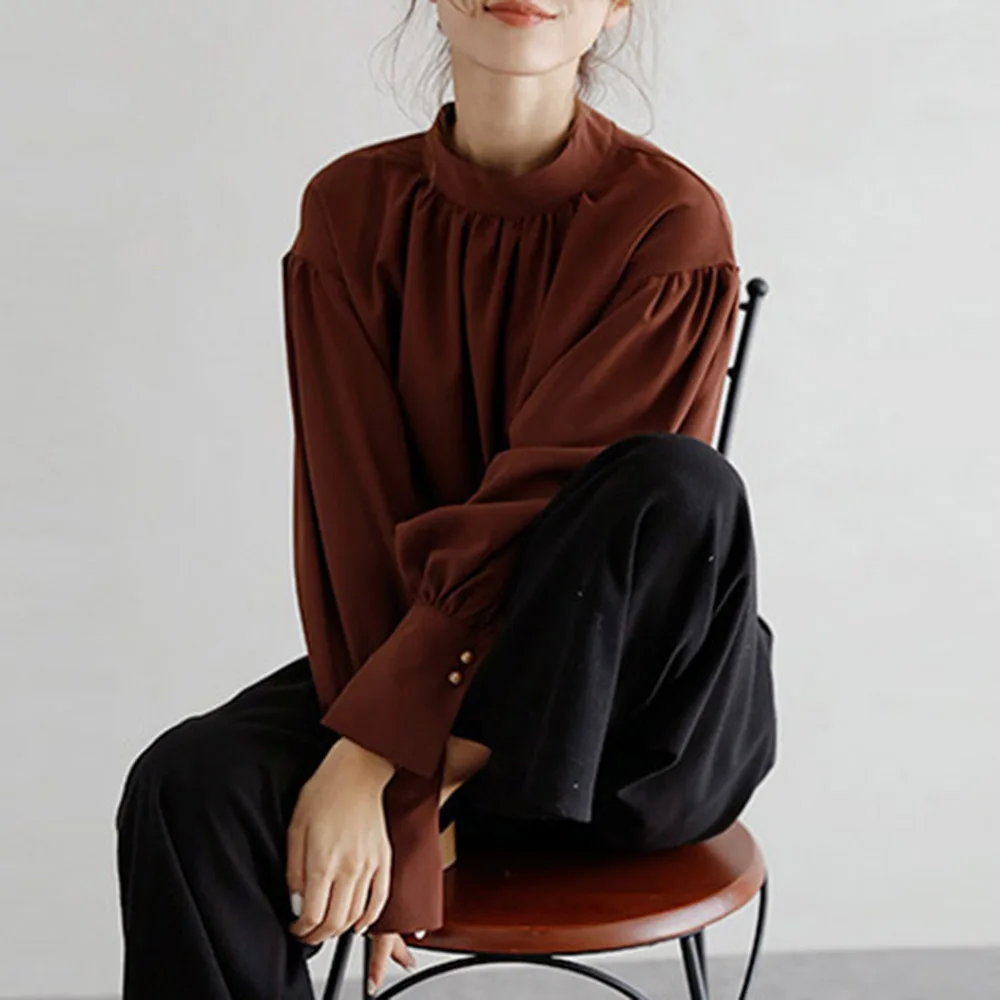 Blouse 2021 Japan Korea New Chiffon Shirt Women Puff Sleeve Stand Collar Urban Elegant Professional Long Sleeve Shirt Tops
Blouse 2021 Japan Korea New Chiffon Shirt Women Puff Sleeve Stand Collar Urban Elegant Professional Long Sleeve Shirt Tops