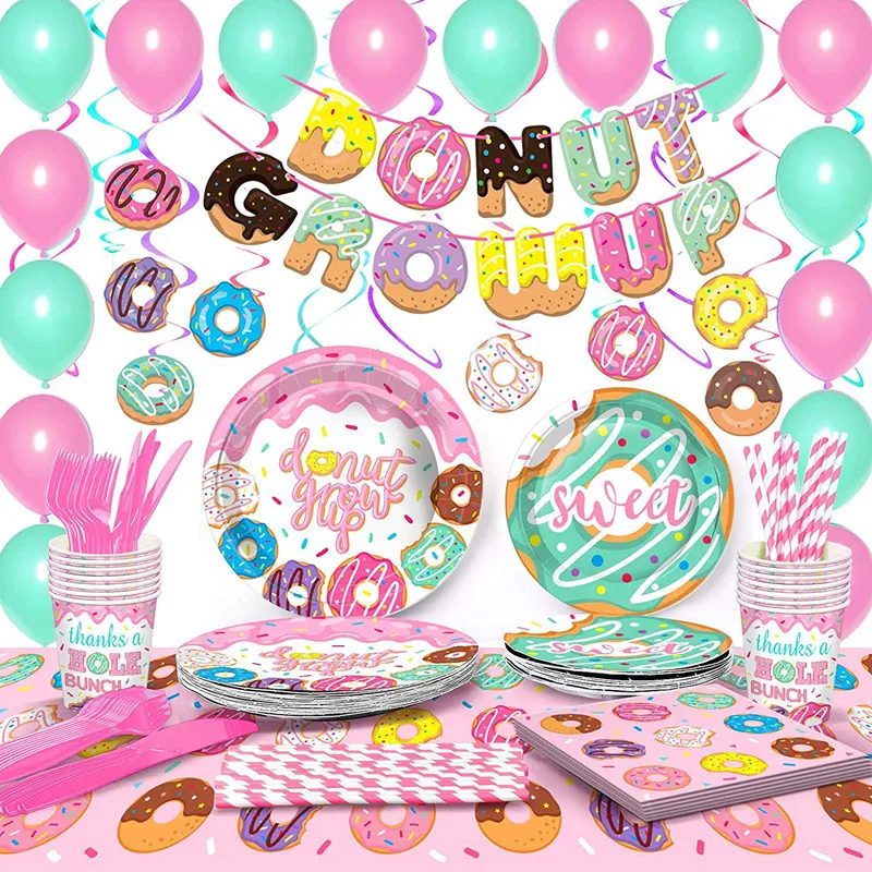 Donut Pink Dessert Happy Birthday Party Decoration Paper Cup Paper Plate Knife Fork Spoon Tablecloth Banner Birthday Decor
Donut Pink Dessert Happy Birthday Party Decoration Paper Cup Paper Plate Knife Fork Spoon Tablecloth Banner Birthday Decor