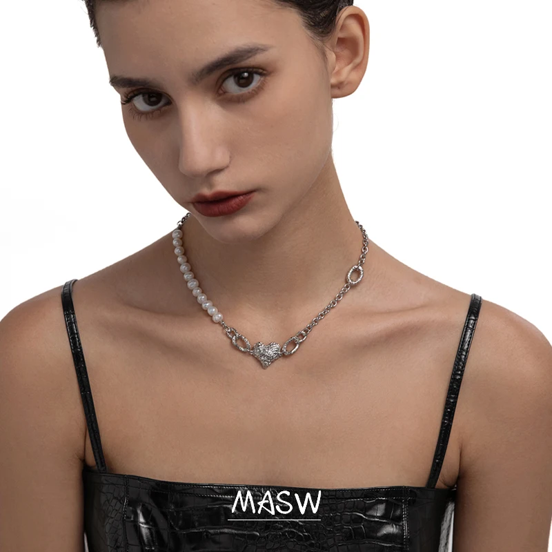 MASW Original Design Metal Heart Pendant Necklace 2021 New Trend One Layer Natural Freshwater Pearls Necklace Women Gift Jewelry
MASW Original Design Metal Heart Pendant Necklace 2021 New Trend One Layer Natural Freshwater Pearls Necklace Women Gift Jewelry