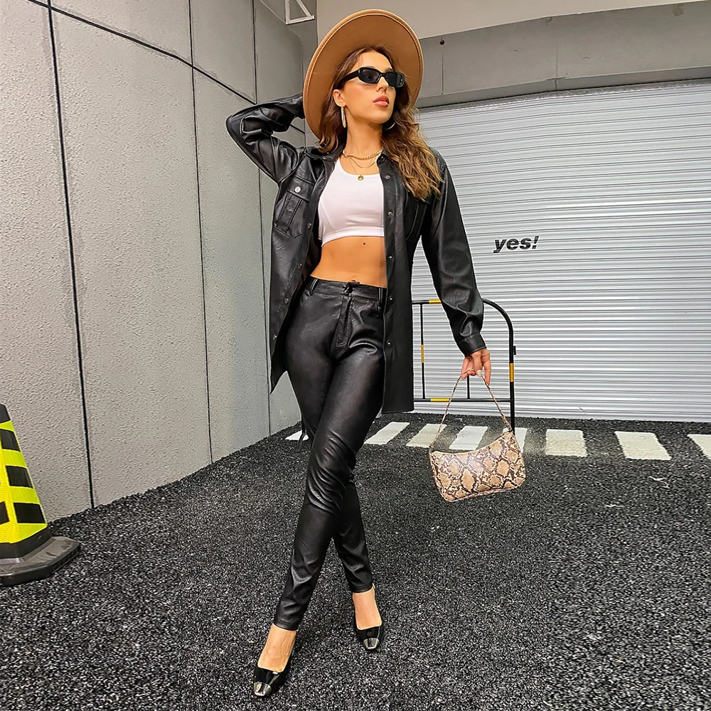 Office Lady Black PU Faux Leather Skinny Trouser Women High Waist Zipper Fly Bodycon Pant Moto & Biker Female Bandage Leggings
Office Lady Black PU Faux Leather Skinny Trouser Women High Waist Zipper Fly Bodycon Pant Moto & Biker Female Bandage Leggings