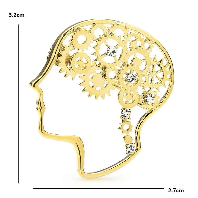 Wuli&baby Alloy Machine Brain Head Brooches For Women 2-color Figure Party Office Brooch Pins Gifts | Украшения и аксессуары